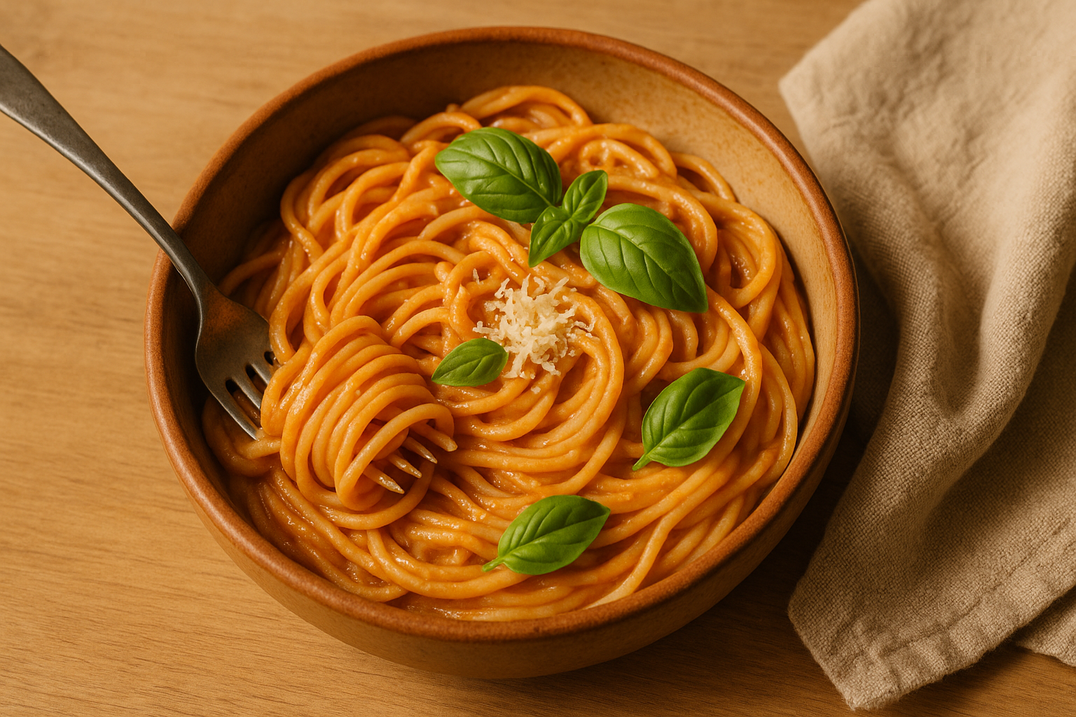 Ilustración de plato de pasta cremosa