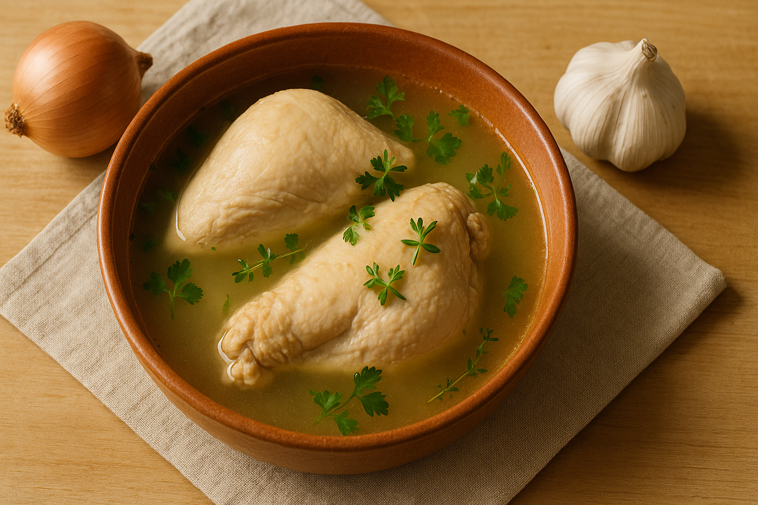 Ilustración de pollo cocinado sobre tabla